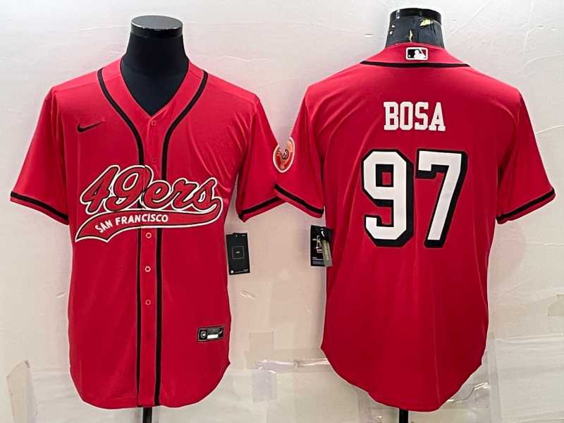 Men%27s San Francisco 49ers #97 Nick Bosa Red Color Rush With Patch Cool Base Stitched Baseball Jersey->seattle seahawks->NFL Jersey